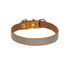 Cattie Reflektörlü Deri Kedi Boyun Tasması Large Camel 1.2x23-28 Cm