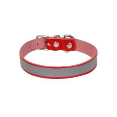 Cattie Reflektörlü Deri Kedi Boyun Tasması Large Kırmızı 1.2x23-28 Cm