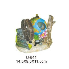 Kw Zone Akvaryum Dekoru Çarklı Fıçı 14x9.5x11.5 Cm