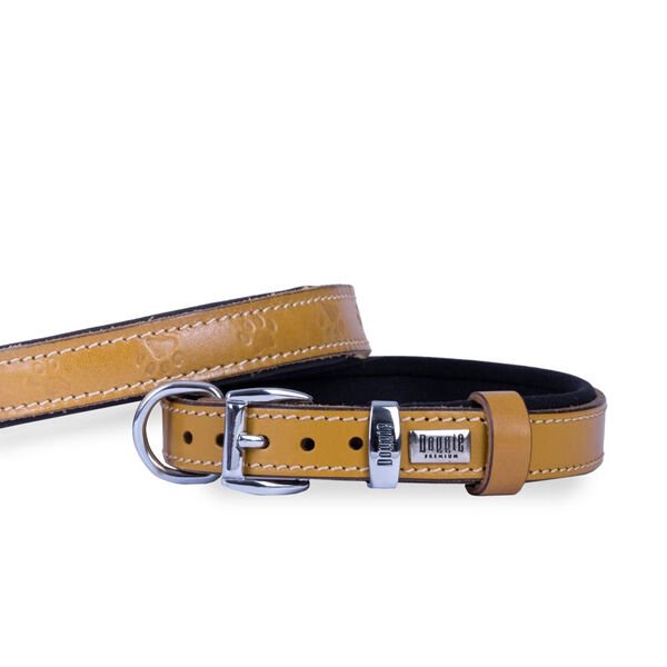 Doggie Comfort Deri Pati Desenli Köpek Boyun Tasması Medium Camel 2x35-40 Cm