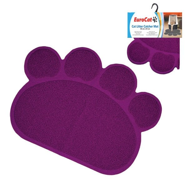 Euro Cat Mat Kedi Pati Desenli Paspası Mor 60x45 Cm