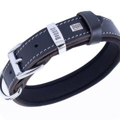 Doggie Comfort Deri Pati Desenli Köpek Boyun Tasması Medium Siyah 2.5x37-45 Cm