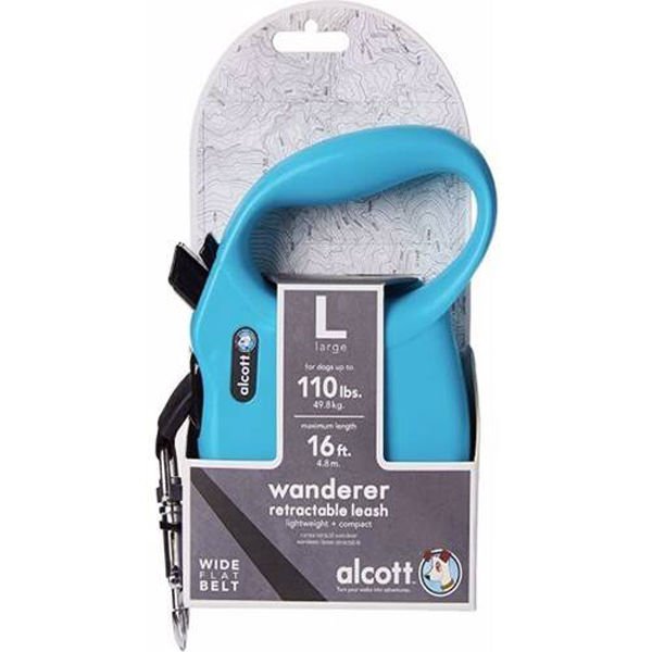 Alcott Wanderer Otomatik Şerit Köpek Gezdirme Tasması Large Mavi 5 Mt