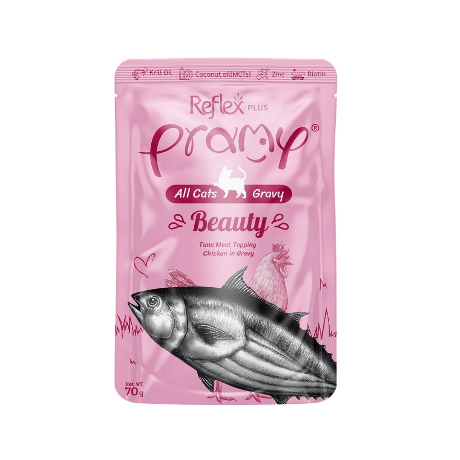 Pramy Beauty Kedilerde Tüy Gelişimi İçin Ton Balıklı Tavuklu Kedi Konserve Maması 70 gr