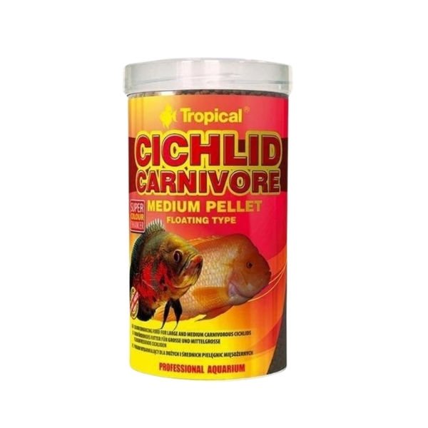 Tropical Cichlid Carnivore Pellet Etobur Cichlid Balıkları için Renklendirici Balık Yemi Medium 250 Gr