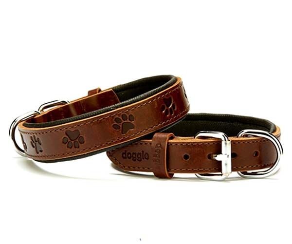 Doggie Comfort Deri Pati Desenli Köpek Boyun Tasması Medium Kahverengi 2.5x37-45 Cm