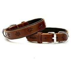 Doggie Comfort Deri Pati Desenli Köpek Boyun Tasması Medium Kahverengi 2.5x37-45 Cm