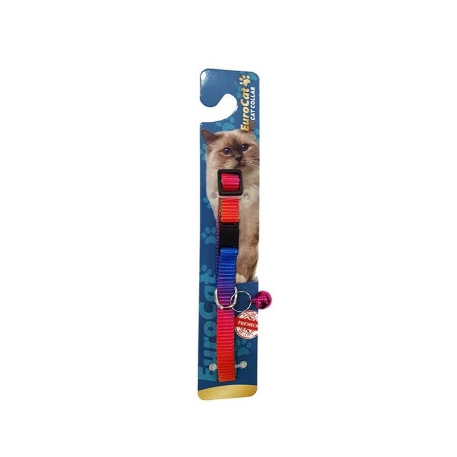 EuroCat Gökkuşağı Renkli Çıngıraklı Kedi Boyun Tasması 10 mm 28 cm