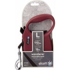 Alcott Wanderer Otomatik Şerit Köpek Gezdirme Tasması Large Kırmızı 5 Mt