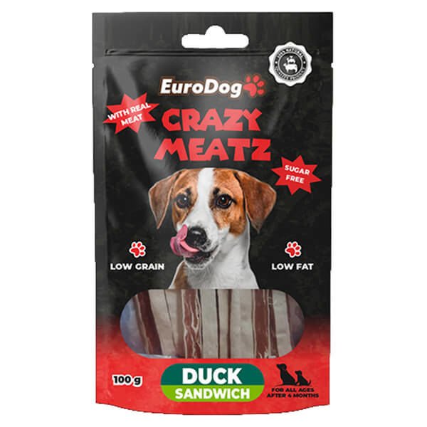 Euro Dog Ördekli Sandviç Doğal Köpek Ödül Maması 100 Gr