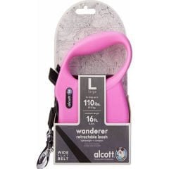 Alcott Wanderer Otomatik Şerit Köpek Gezdirme Tasması Pembe 5 Mt