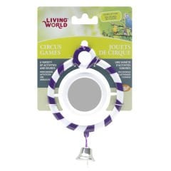 Living World Kuş Zilli Aynalı Halka Oyuncağı Beyaz/Mor