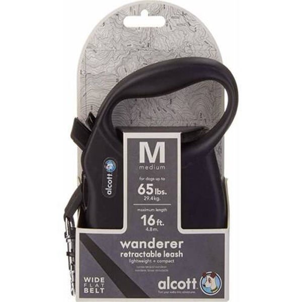 Alcott Wanderer Otomatik Şerit Köpek Gezdirme Tasması Medium Siyah 5 Mt
