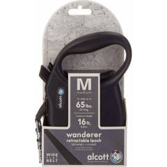 Alcott Wanderer Otomatik Şerit Köpek Gezdirme Tasması Medium Siyah 5 Mt