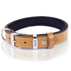 Doggie Comfort Deri Pati Desenli Köpek Boyun Tasması Medium Camel 2.5x37-45 Cm