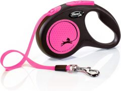 Flexi Neon Şerit Otomatik Köpek Tasması Small 5 mt Pembe