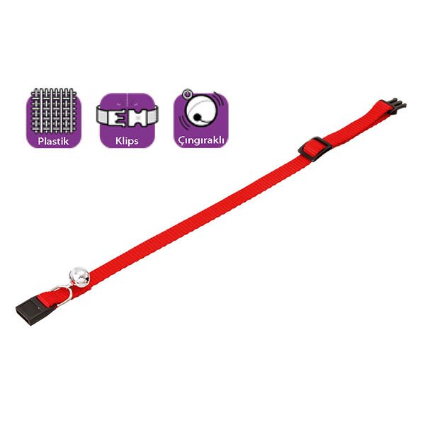 Karlie Çıngıraklı Kedi Boyun Tasması Kırmızı 10 Mm 20-30 Cm