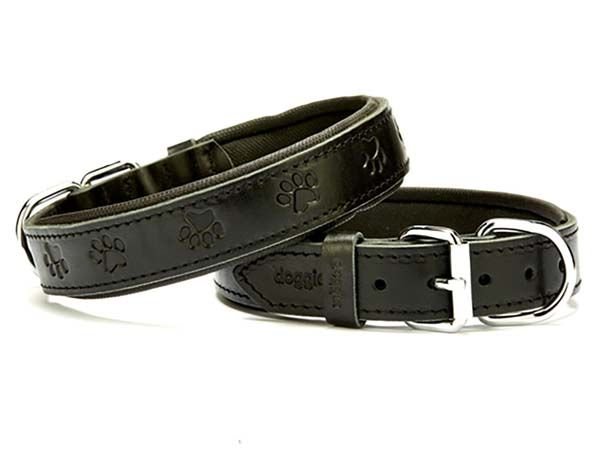 Doggie Comfort Deri Pati Desenli Köpek Boyun Tasması Medium Siyah 3x42-50 Cm
