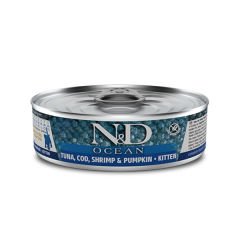 N&D Ocean Morina Balık Ton Balık Karides ve Balkabaklı Yavru Kedi Konservesi 80 Gr