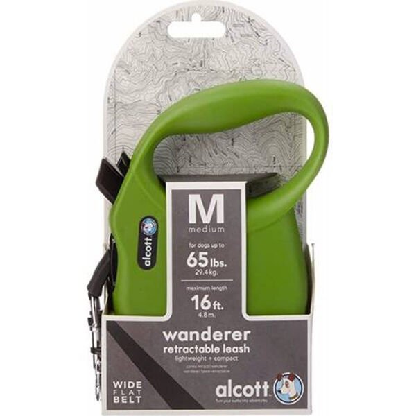 Alcott Wanderer Otomatik Şerit Köpek Gezdirme Tasması Medium Yeşil 5 Mt