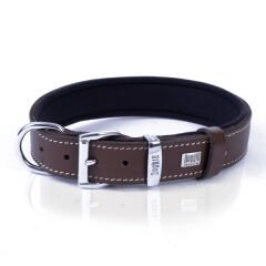 Doggie Comfort Deri Pati Desenli Köpek Boyun Tasması Medium Kahverengi 3x42-50 Cm