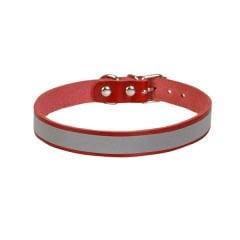 Cattie Reflektörlü Deri Kedi Boyun Tasması Xxlarge Kırmızı 1.5x29-33 Cm