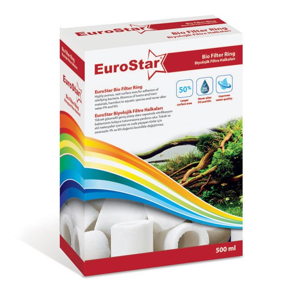 Euro Star Seramik Halka Akvaryum Filtre Malzemesi 500 Ml