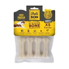 Delibon Deri Press Köpek Kemik Ödülü Beyaz Xsmall 7 Cm 4 Adet