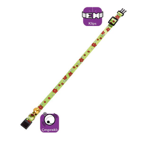 Karlie Çıngıraklı Kedi Boyun Tasması Yeşil 10 Mm 20-30 Cm