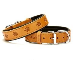 Doggie Comfort Deri Pati Desenli Köpek Boyun Tasması Medium Camel 3x42-50 Cm