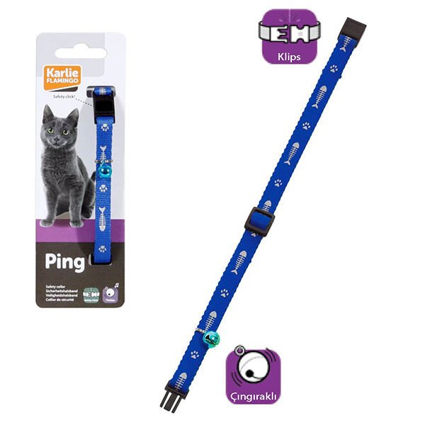 Karlie Çıngıraklı Kedi Boyun Tasması Mavi 15 Mm 25-35 Cm