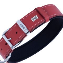 Doggie Comfort Deri Pati Desenli Köpek Boyun Tasması Large Kırmızı 3.5x52-60 Cm