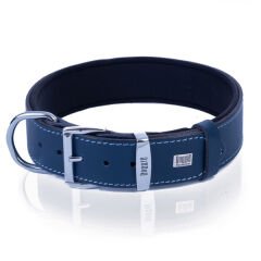 Doggie Comfort Deri Pati Desenli Köpek Boyun Tasması Large Mavi 3.5x52-60 Cm