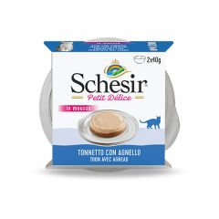 Schesir Delice Tuna Balıklı ve Kuzu Etli Yetişkin Konserve Kedi Maması 2 Adet 40 Gr