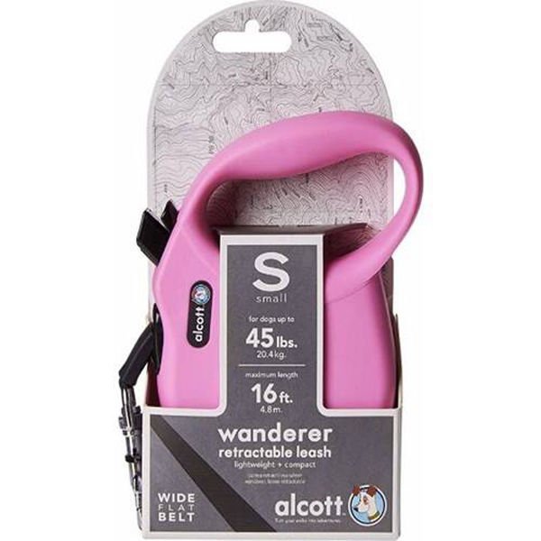 Alcott Wanderer Otomatik Şerit Köpek Gezdirme Tasması Small Pembe 5 Mt