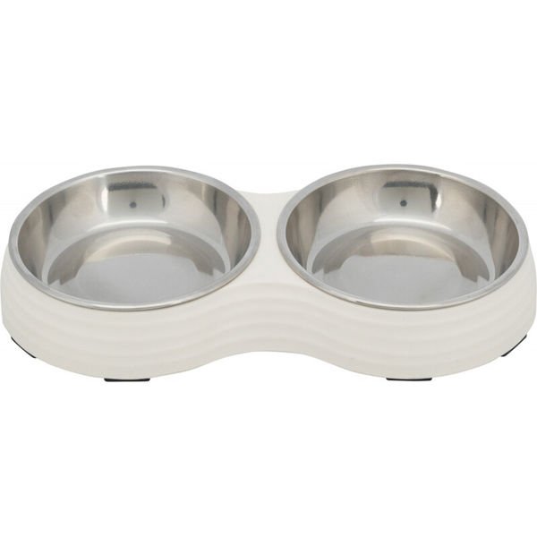 Trixie Melamin Paslanmaz Çelik Kedi Mama ve Su Kabı 0.2 Lt 27x3x14 Cm