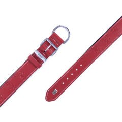 Doggie Comfort Deri Pati Desenli Köpek Boyun Tasması Small Kırmızı 4x47-55 Cm