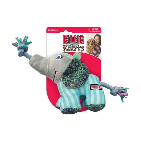 Kong Knots Carnival Elephant Sesli Diş İpli Peluş Fil Köpek Oyuncağı Yeşil 36 Cm