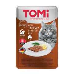 Tomi Hindili ve Ispanaklı Pouch Yetişkin Konserve Kedi Maması 100 Gr