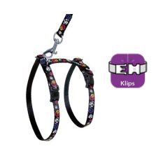 Karlie Kedi Göğüs ve Uzatma Tasması Takımı Siyah 30-42 Cm 120 Cm