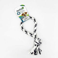 Euro Dog Tek Düğümlü Halka Şeklinde Diş Kaşıma İpi Köpek Oyuncağı Beyaz/Siyah 25 Cm
