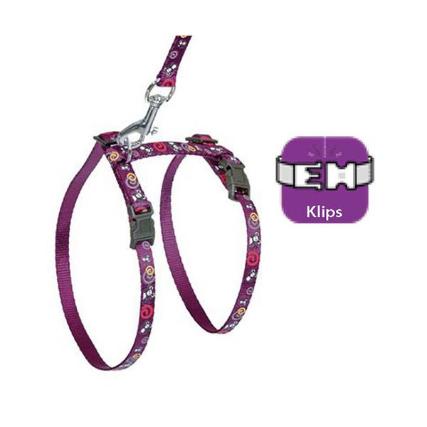 Karlie Kedi Göğüs ve Uzatma Tasması Takımı Mor 30-42 Cm 120 Cm