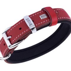 Doggie Konfor Deri İsimlikli Köpek Boyun Tasması Medium Kırmızı 1.5x25-30 Cm