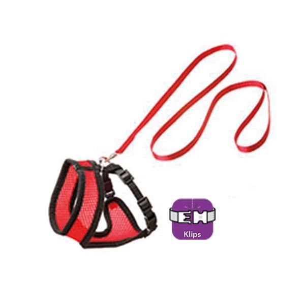 Karlie Kedi Göğüs ve Uzatma Tasması Takımı Kırmızı/Siyah 30-42 Cm 120 Cm