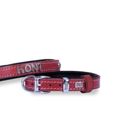 Doggie Konfor Deri İsimlikli Köpek Boyun Tasması Small Kırmızı 1.5x20-25 Cm