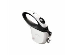 Flexi Tüm Bedenler için Şerit Otomatik Köpek Gezdirme Tasması 5 Mt Beyaz