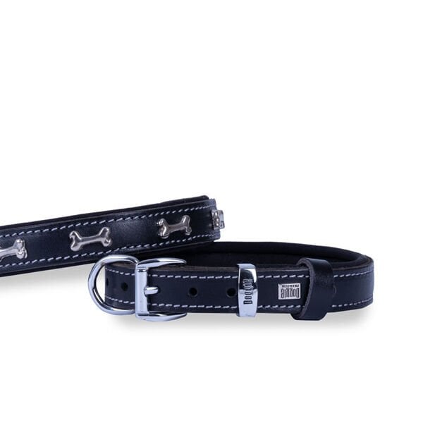 Doggie Comfort Deri Kemik Süslü Köpek Boyun Tasması Small Siyah 2x30-35 Cm