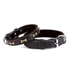 Doggie Comfort Deri Kemik Süslü Köpek Boyun Tasması Small Siyah 2x30-35 Cm