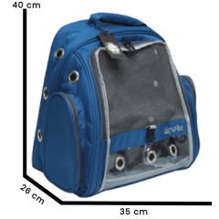 Leon Pet Fileli Sırt Taşıma Çantası Lüx Mavi 35x26x40h