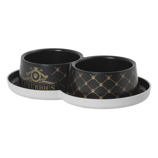 Moderna Trendy Luxurious Kedi ve Köpek Mama ve Su Kabı Siyah 2x350 Ml